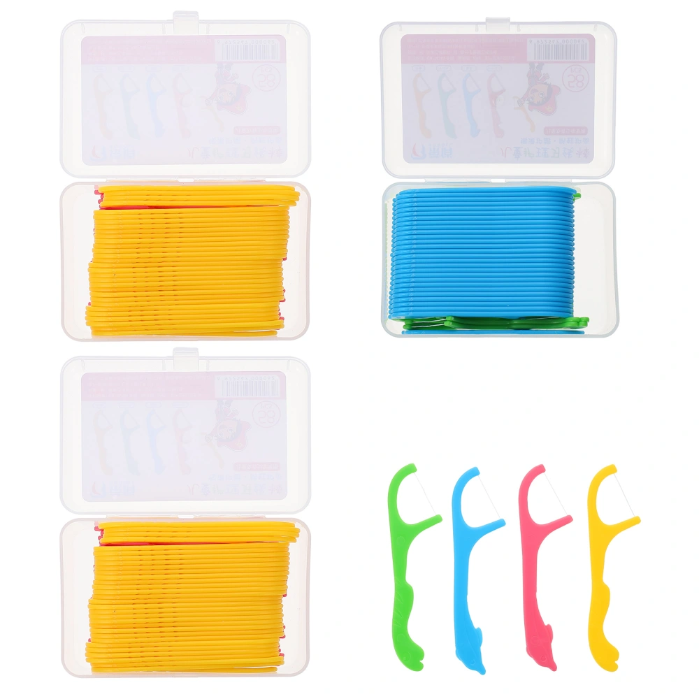 174Pcs Kids Dental Floss Picks Teeth Cleaning Flossers Household Dental Floss Sticks (Random Color)