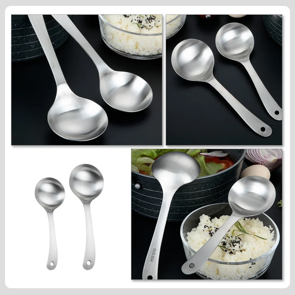 2pcs Stainless Steel Rice Spoons Food Serving Spoons Restaurant Buffet Spoons