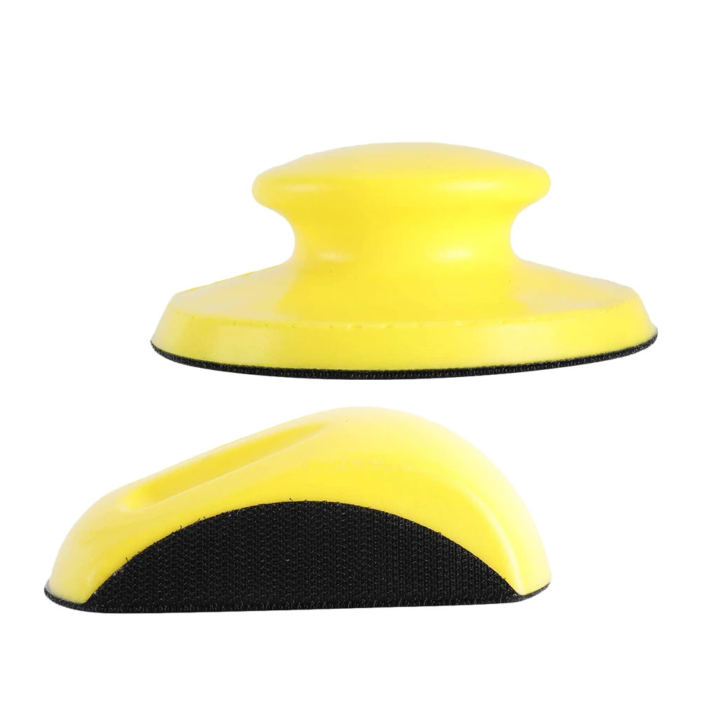 2pcs 5 Inch Hand Sanding Blocks Round and Mouse-Shaped Discs for Polishing