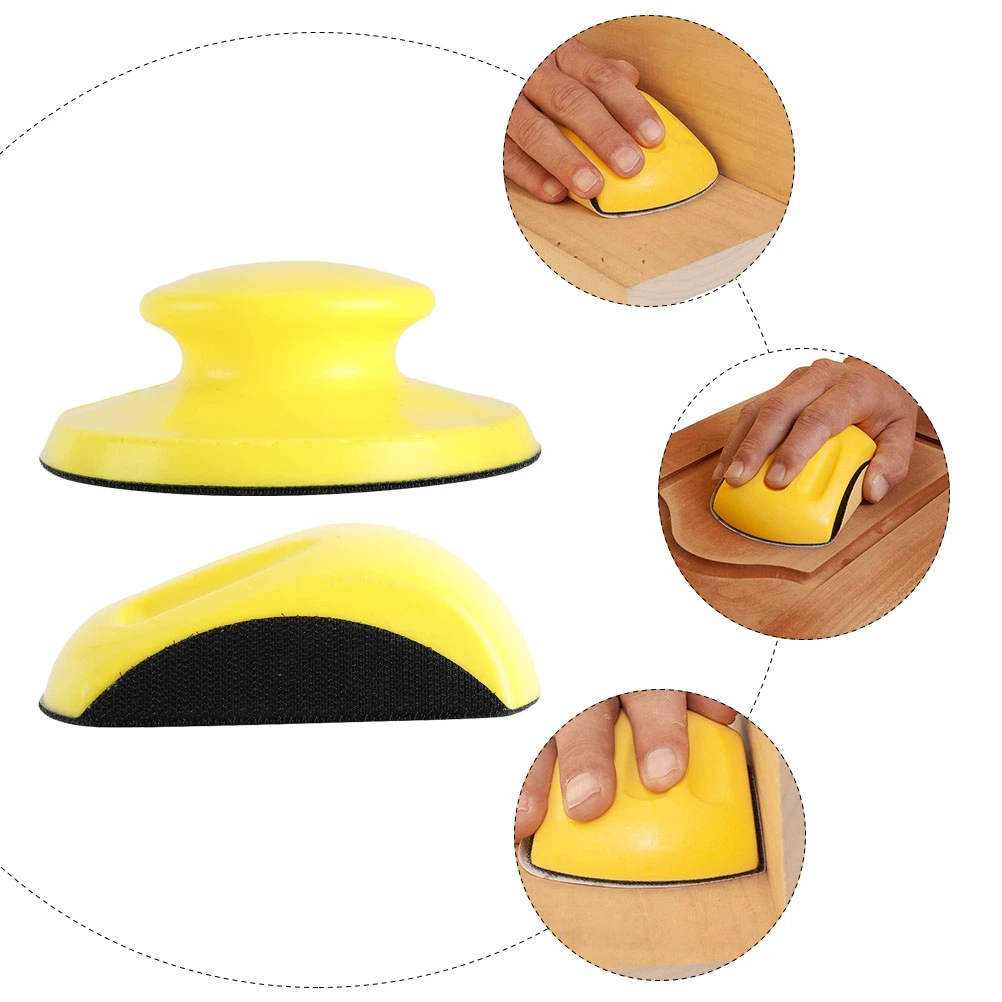 2pcs 5 Inch Hand Sanding Blocks Round and Mouse-Shaped Discs for Polishing