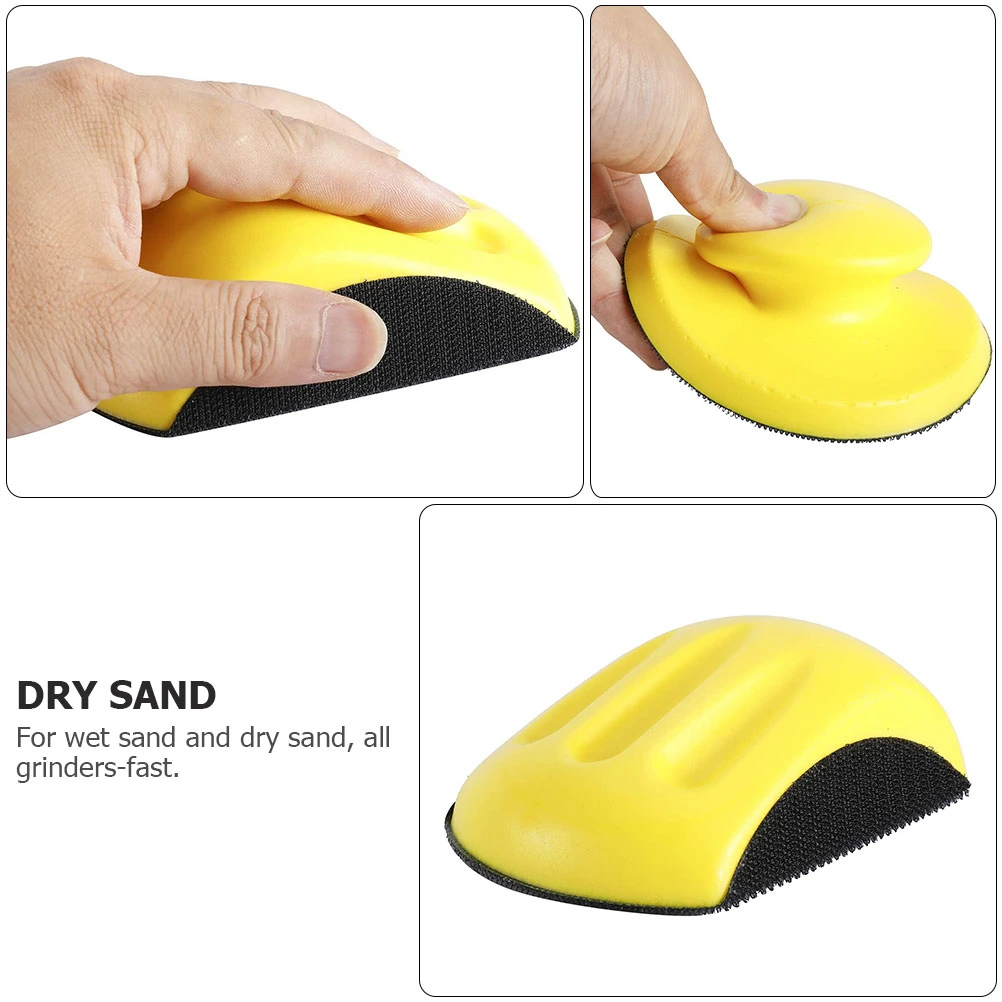 2pcs 5 Inch Hand Sanding Blocks Round and Mouse-Shaped Discs for Polishing