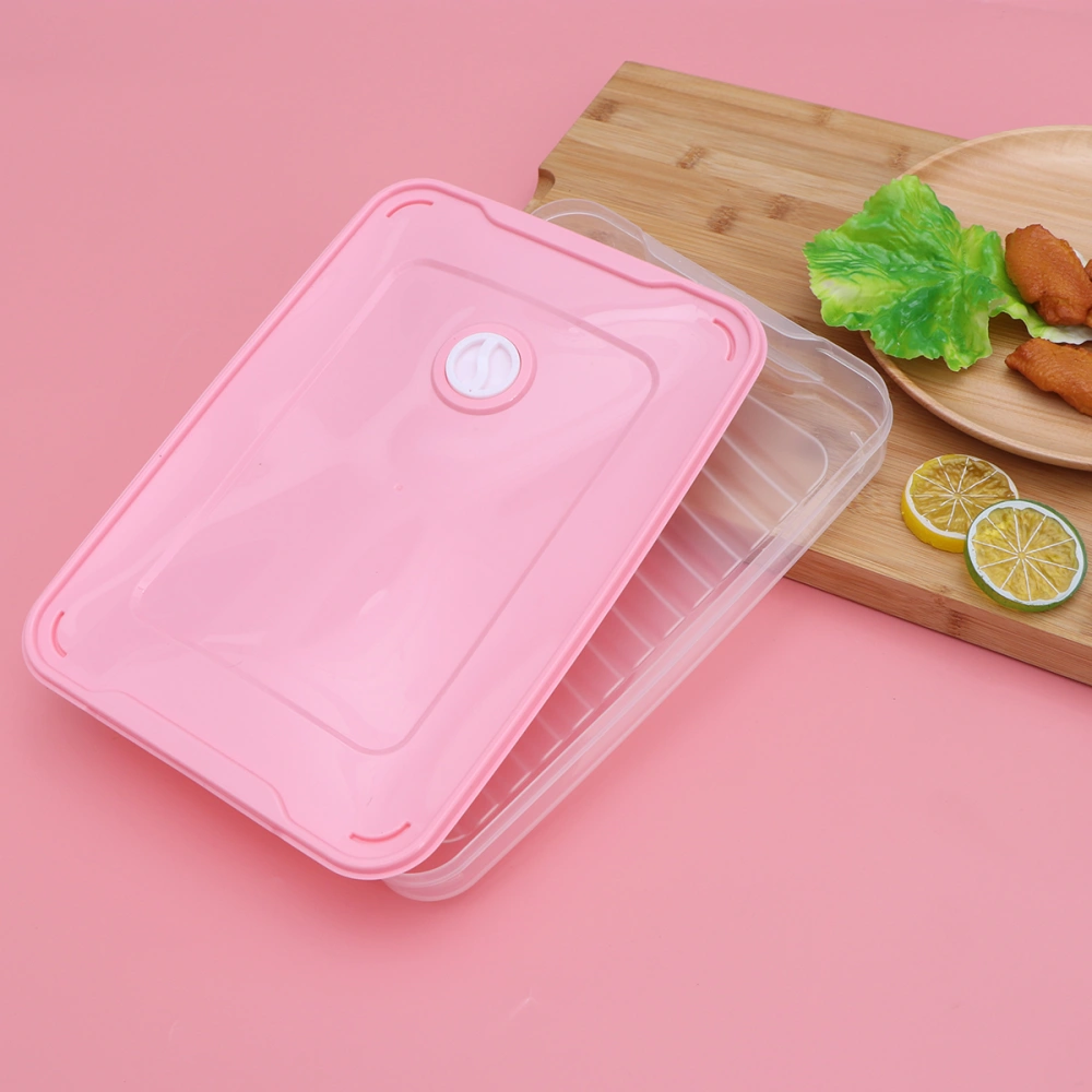 Transparent Refrigerator Dumpling Box Sealed Crisper Plastic Food Container for Kitchen Fridge Freezer (Pink)