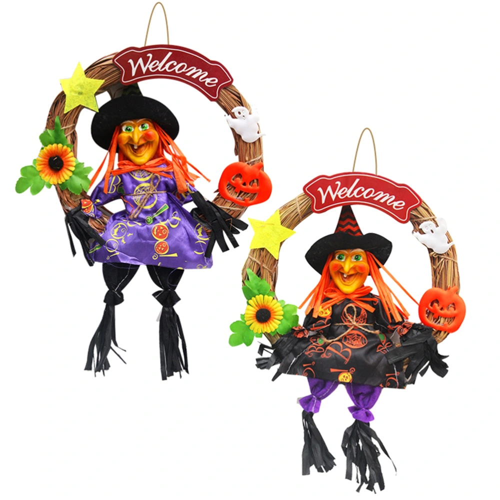 Halloween Welcome Hanging Pendant Adorable Witch Hanging Garland Happy Halloween Wall Hanging Home Bar Mall Hanging Garland Random Color and Style