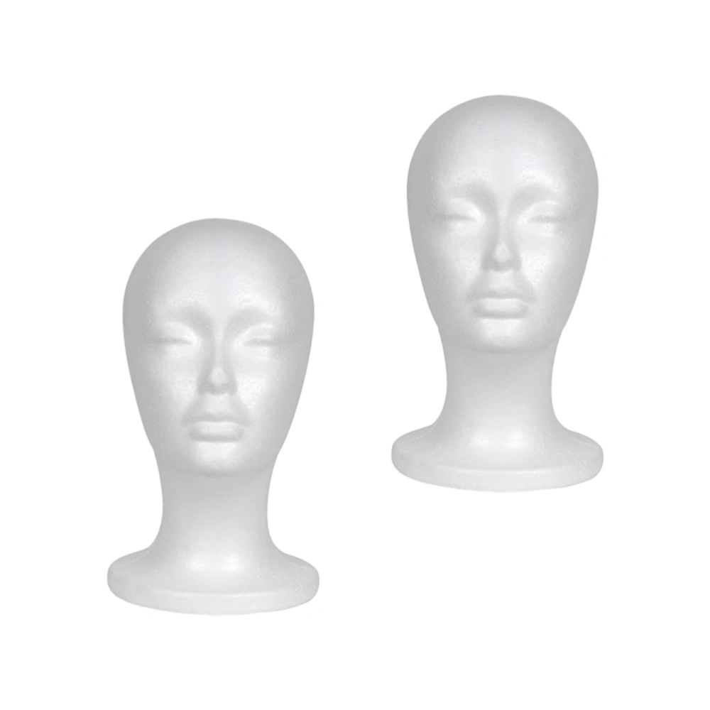 2Pcs Female Head Model Hat Scarf Wig Display Model Mannequin Display Rack White