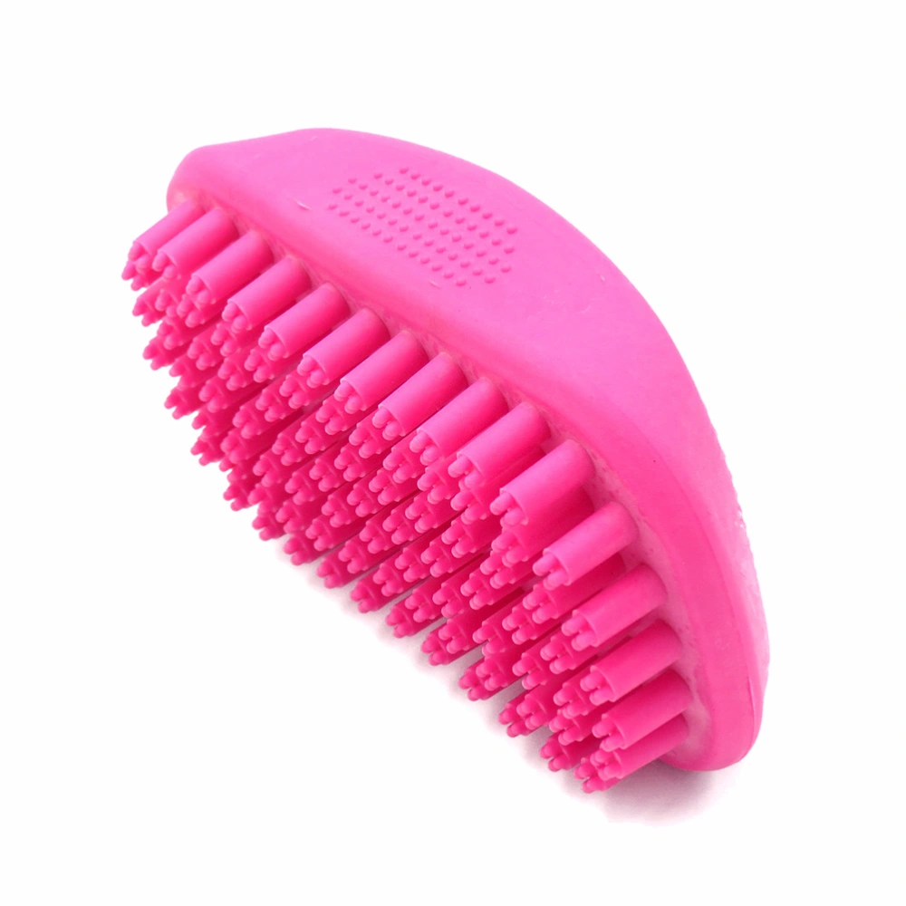 Silicone Pet Dog Cat Puppy Bath Palm Brush Hair Grooming Brush Comb Massage Scrubber (Pink)