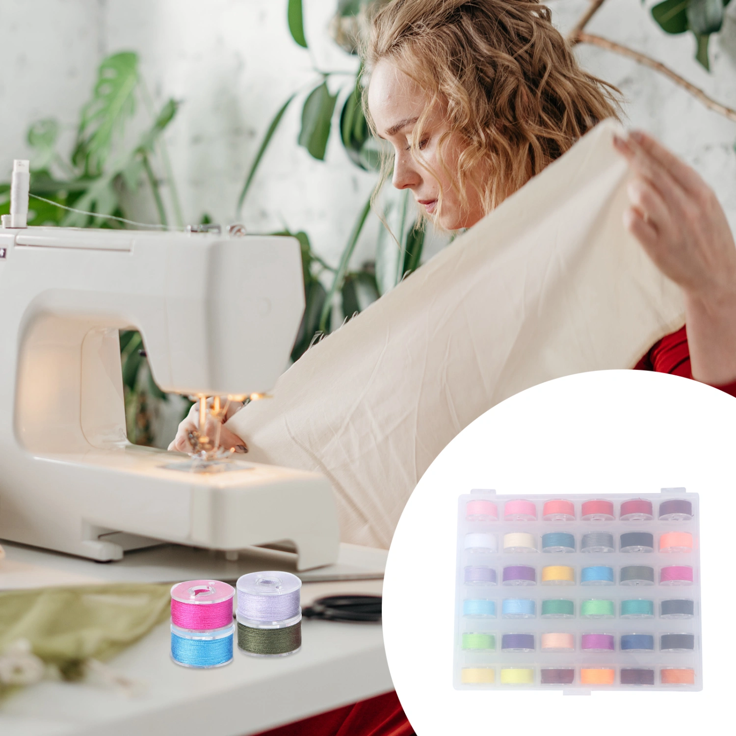 36Pcs Empty Colorful Bobbins Spool Sewing Thread with Storage Case Box Bobbin Case Organizer Assorted Colors Sewing Thread for Home Handwork