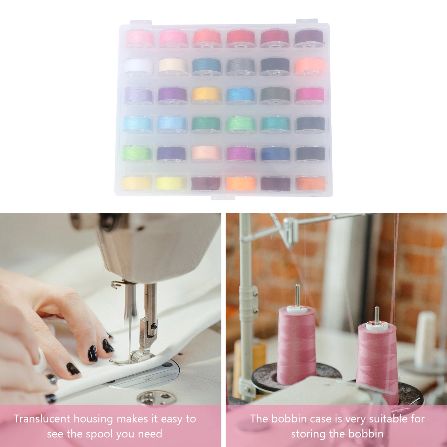 36Pcs Empty Colorful Bobbins Spool Sewing Thread with Storage Case Box Bobbin Case Organizer Assorted Colors Sewing Thread for Home Handwork