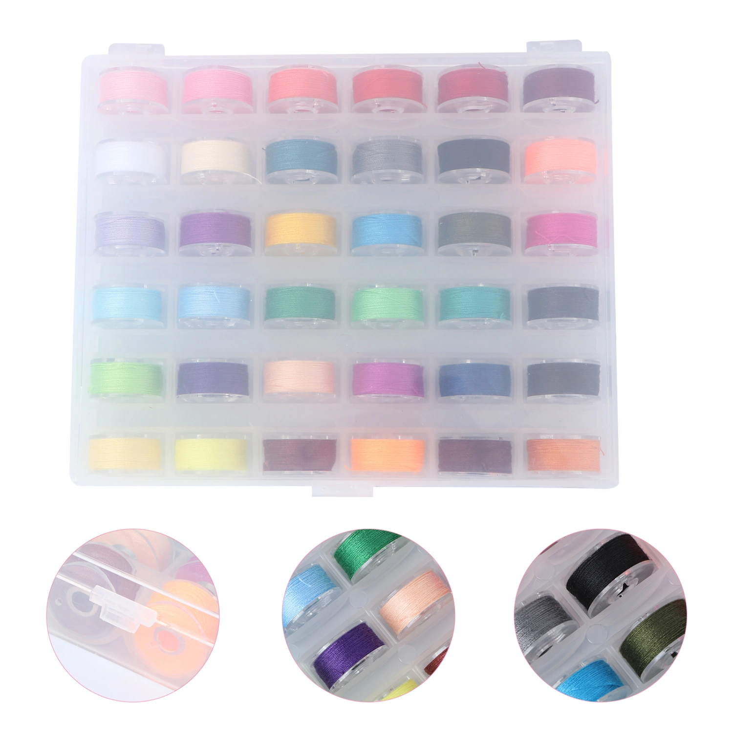 36Pcs Empty Colorful Bobbins Spool Sewing Thread with Storage Case Box Bobbin Case Organizer Assorted Colors Sewing Thread for Home Handwork
