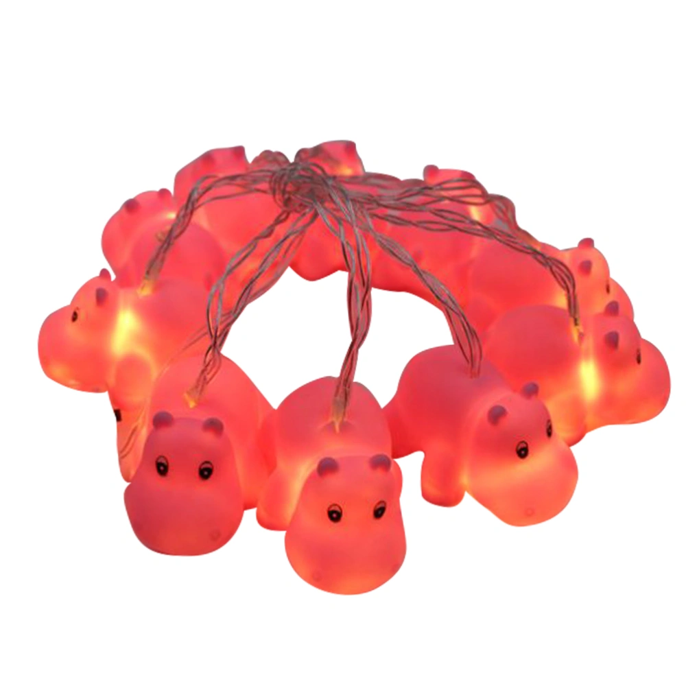 10LED Animal Lights String Animals Shape Indoor String Lighting Battery Powered Light for Kid's Room Decoration(Hippo,1.8 Meters 10 Lights,without Battery)