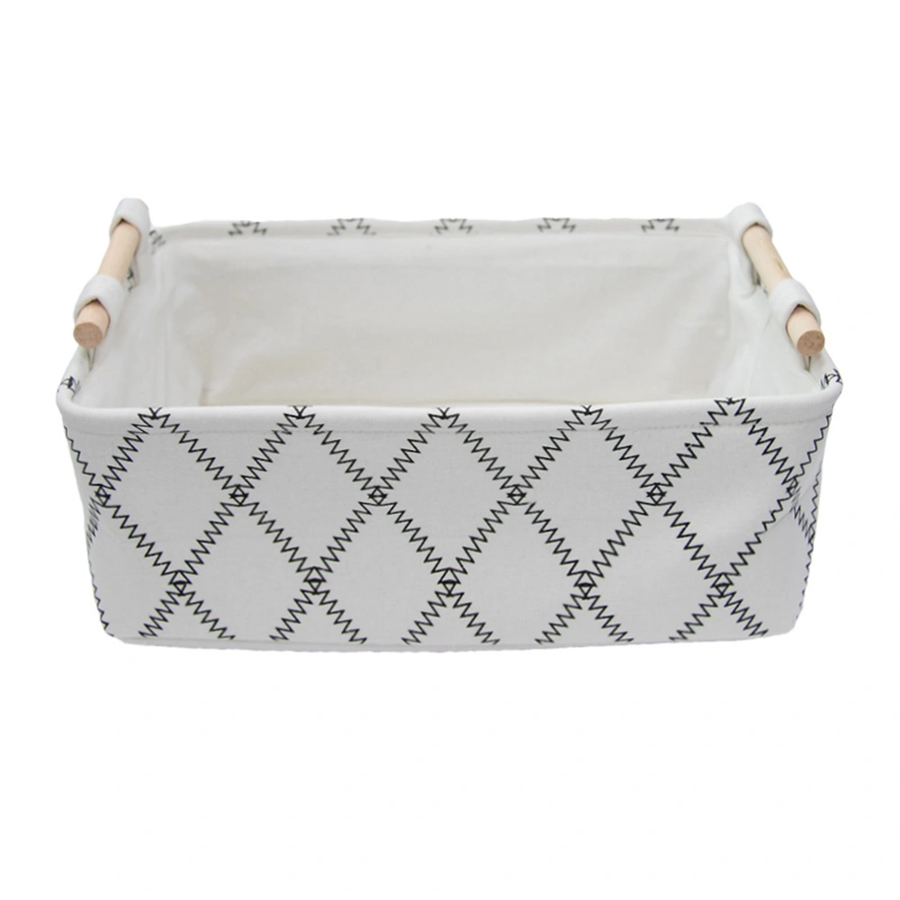 1pc Desktop Fabric Storage Basket Storage Container Portable Snack Basket for Home Office (Small Size White + Black)