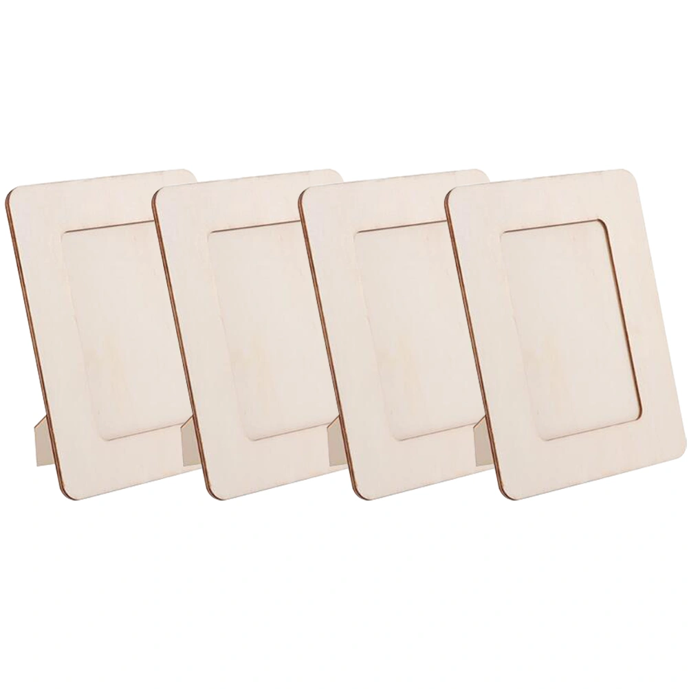 4 pcs Wooden Picture Frames Kids DIY Projects Photo Frame Unfinished Wood Photo Frame