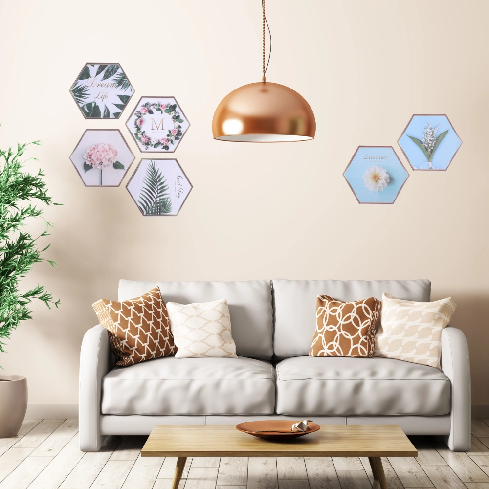 1 Sheet of  Creative Wall Decals Bedroom Hexagonal Green Plant Leaves Wallpaper