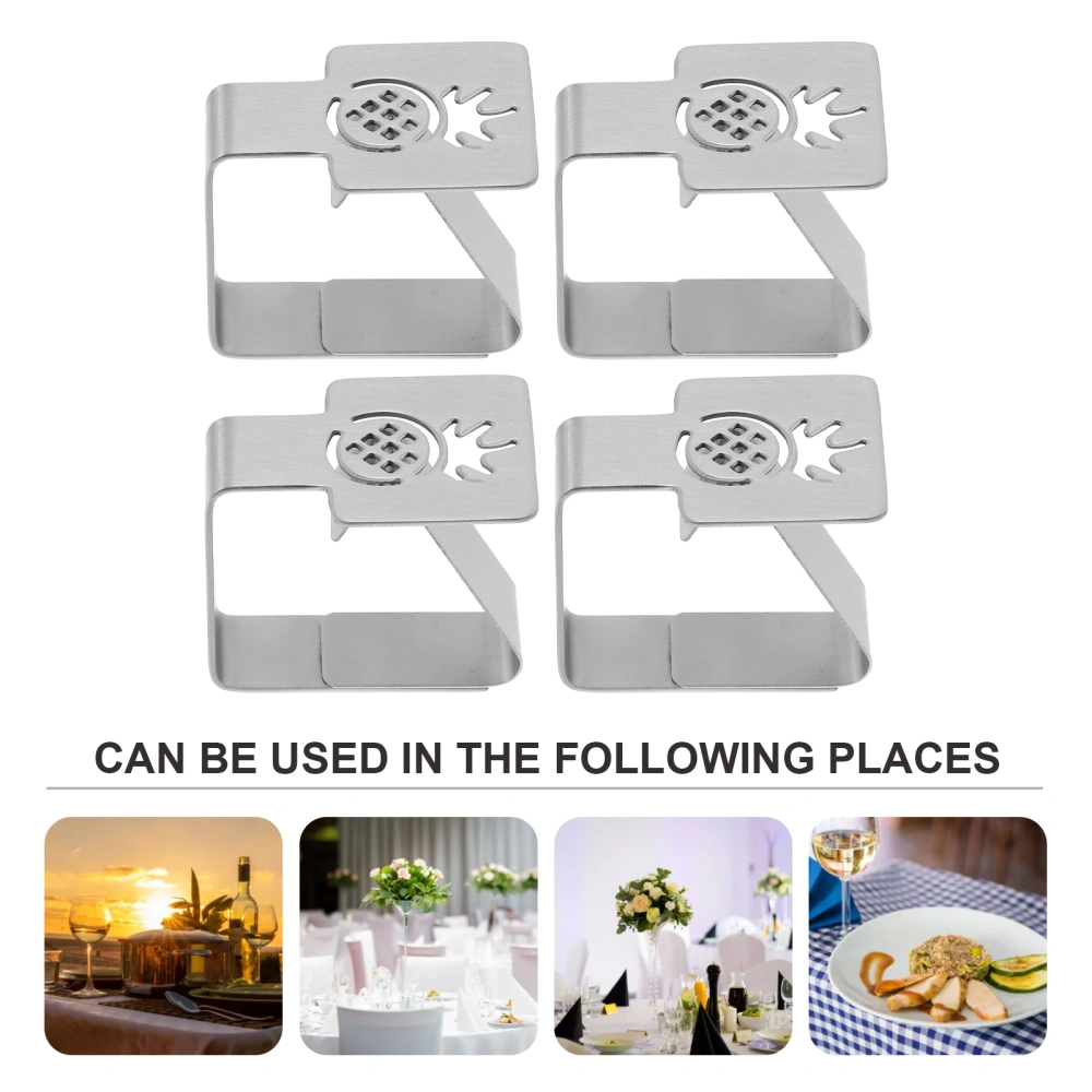 4Pcs Stainless Steel Tablecloth Clamps Adjustable Table Linen Clamps (Silver)