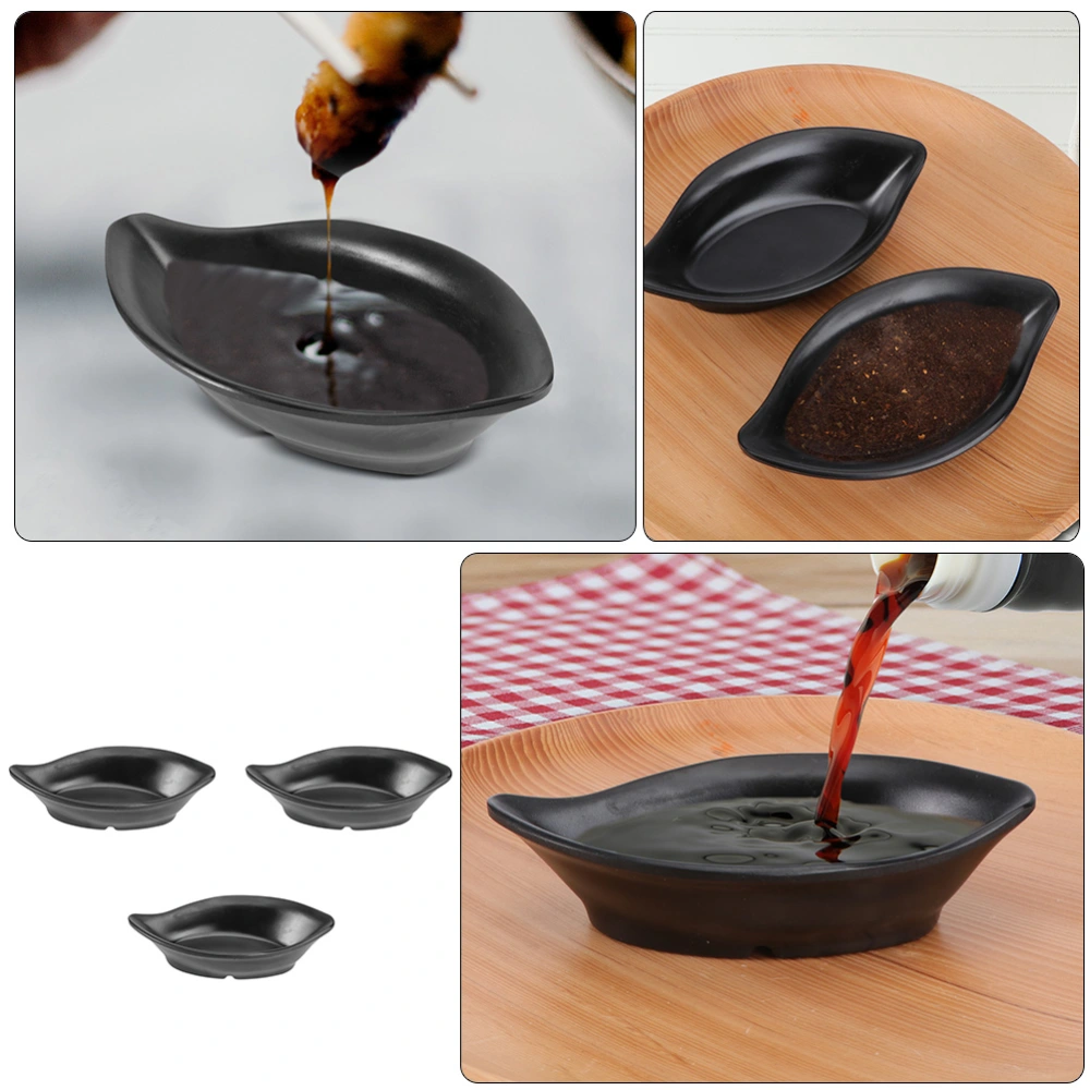 3Pcs Melamine Sauce Dipping Bowls Black Sauce Dishes Imitative Ceramic Condiment Plates