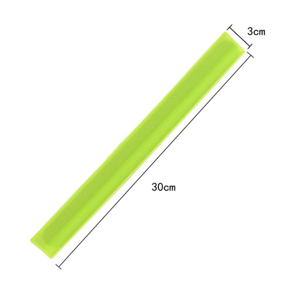 11pcs PVC Slap Bracelets Reflective Snap On Wristbands Night Running Safety Bands (Fluorescent Green)