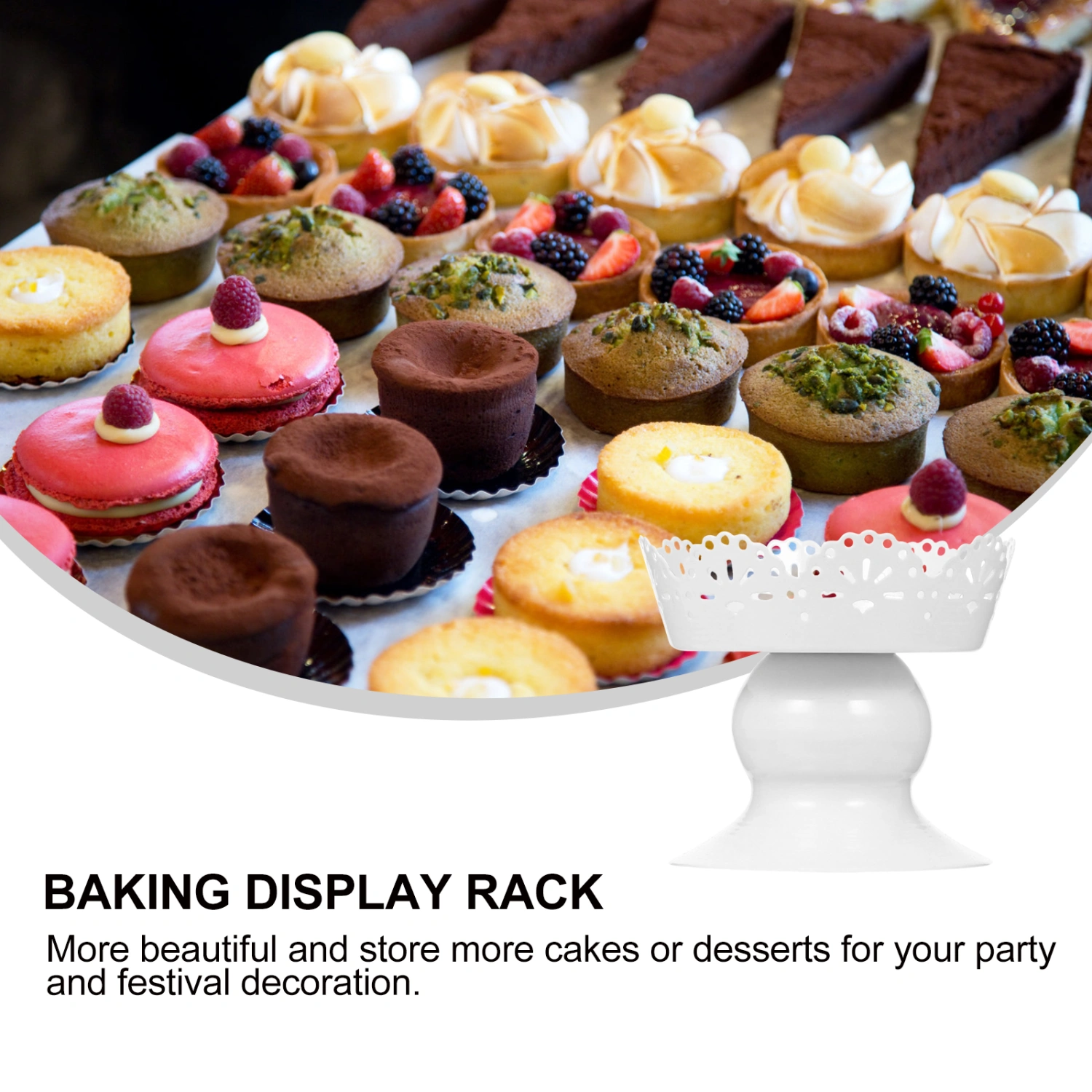 2Pcs Ironwork Cupcake Stands Decorative Dessert Baking Display Rack (White)