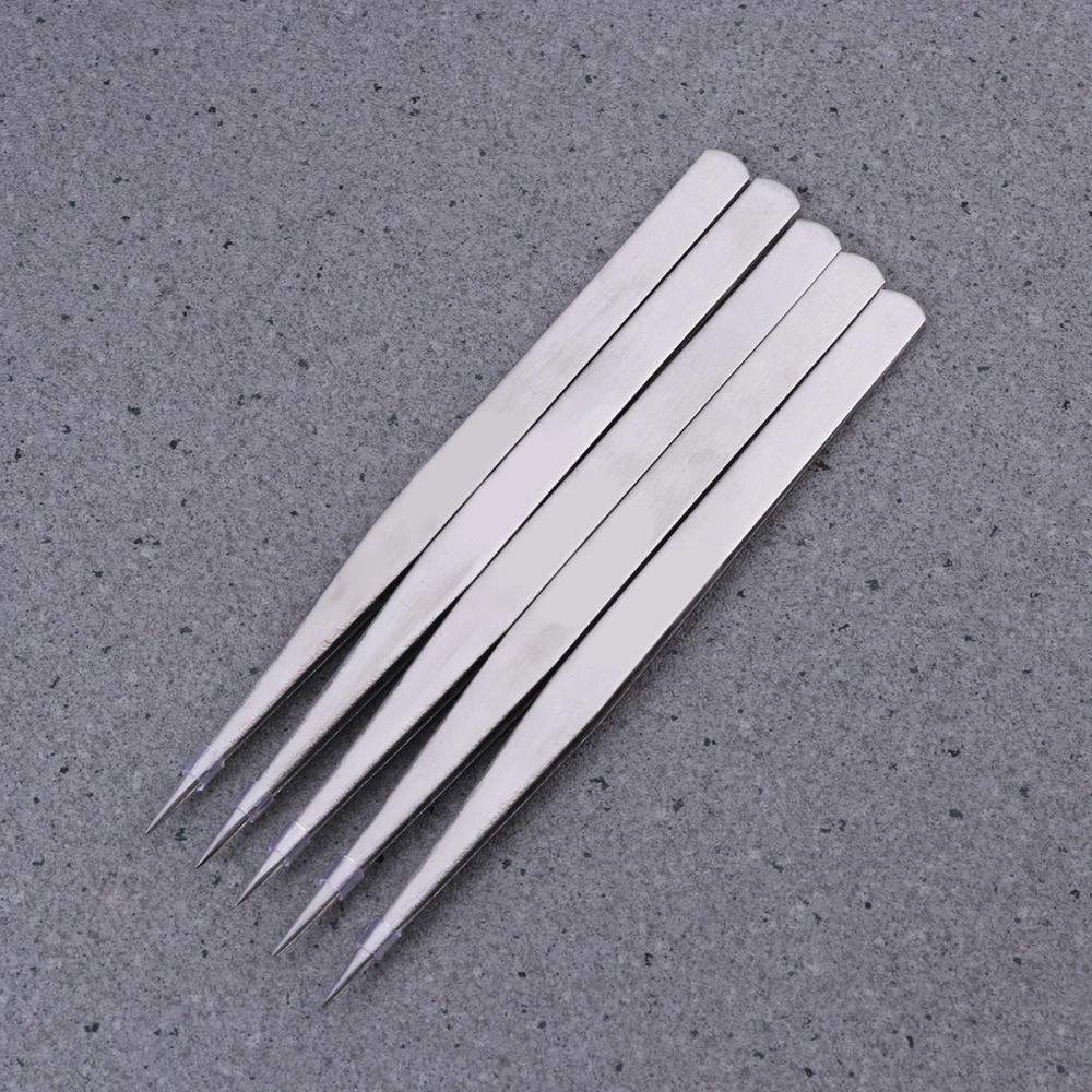 10PC Pointed Tweezers Stainless Steel Thickened Small Tweezers Straight Clip Line Head Tool for Home Sewing Machine