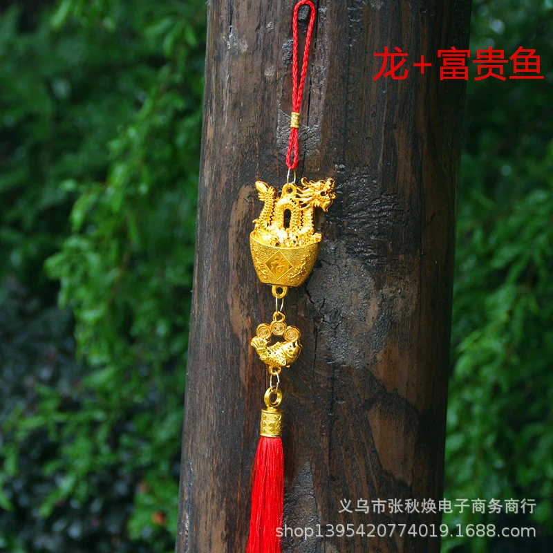 9Pcs Chinese Style Tassel Dragon Pendant Dragon Lucky Pendant for Car Hanging Pendant Mixed Style