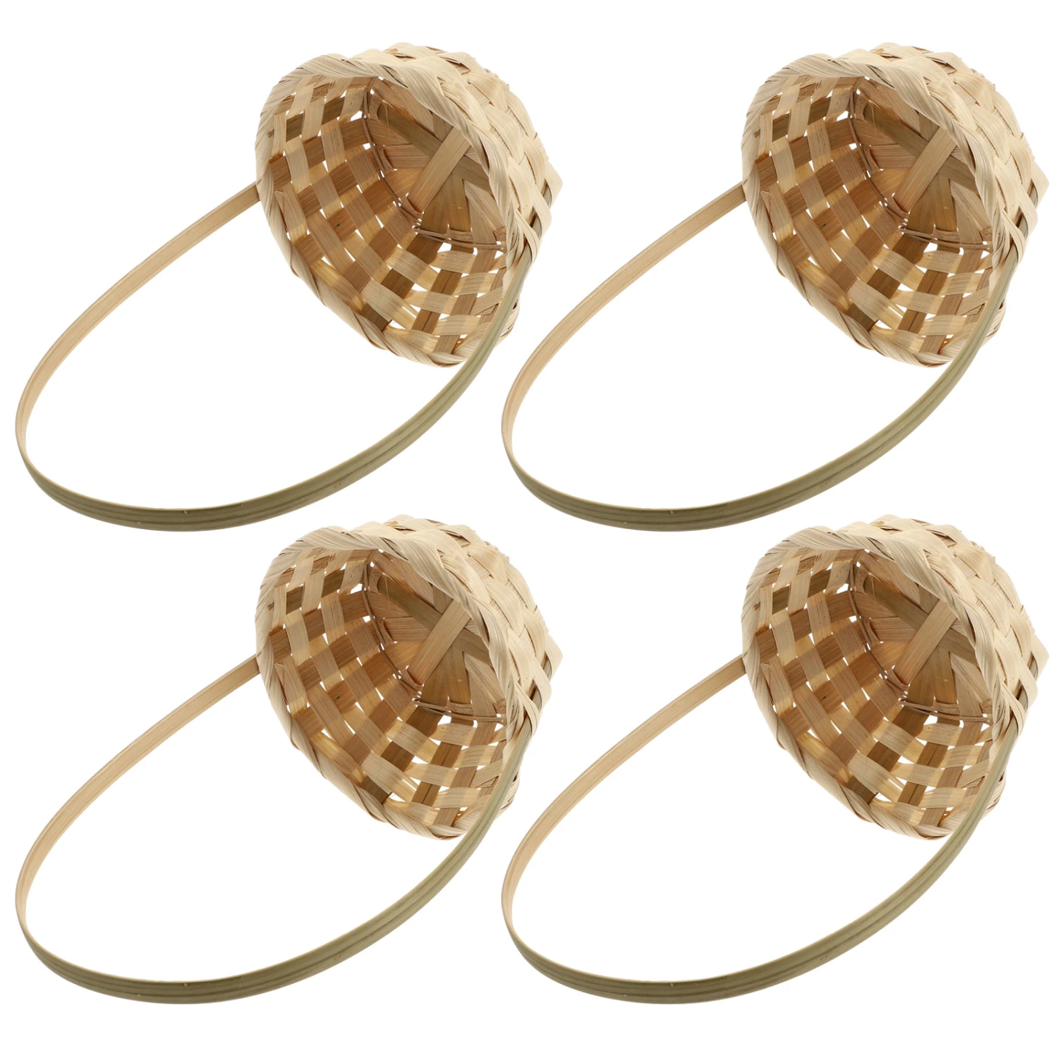 4pcs Bamboo Weaving Picnic Basket Practical Flower Holder Home Storage Basket