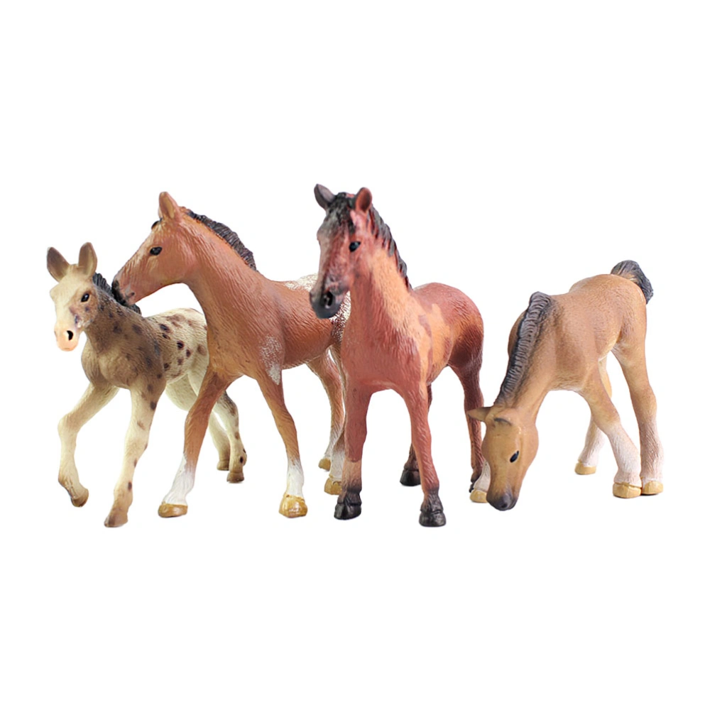 4pcs Simulation Horse Adornments Small Simulation Crafts Plastic Indoor Decor