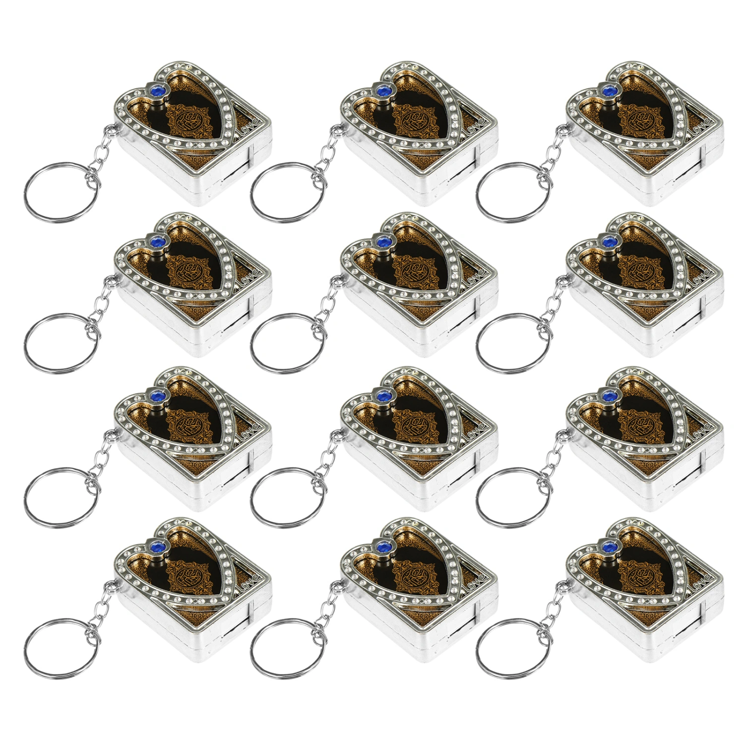 12pcs Mini Ark Quran Book Pendant Koran Keychain Vintage Religion Keyring