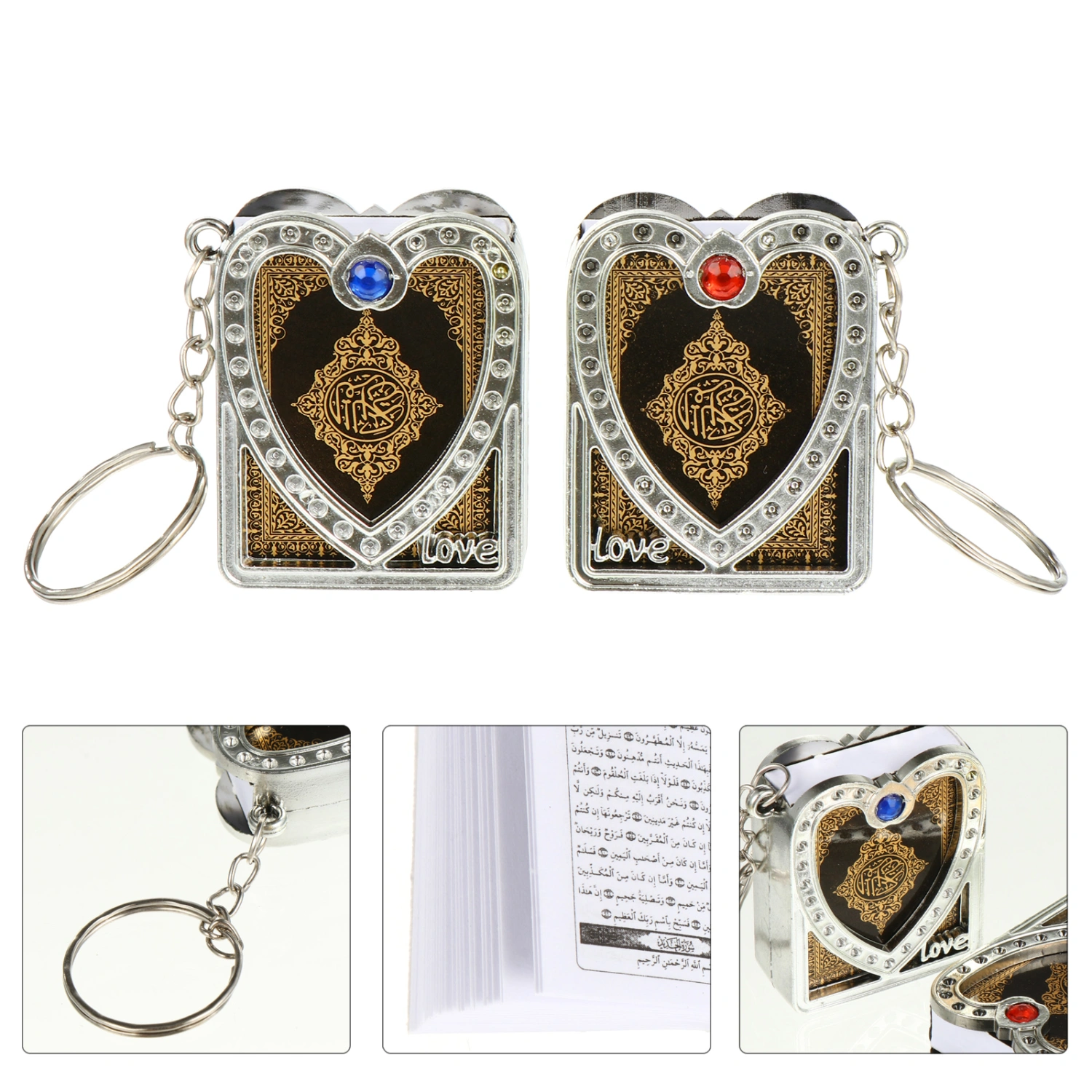 12pcs Mini Ark Quran Book Pendant Koran Keychain Vintage Religion Keyring