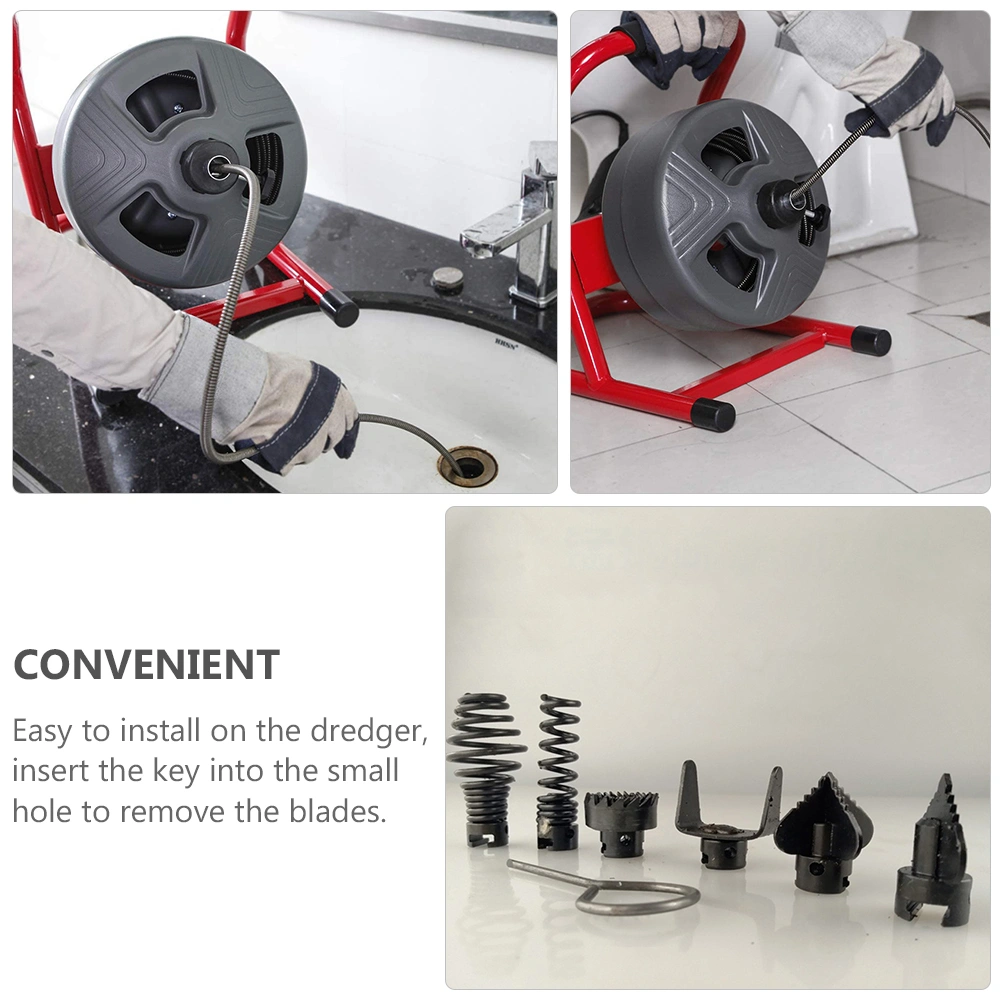 7pcs Pipe Dredge Extension Spring Professional Sewer Dredging Tools (Black)