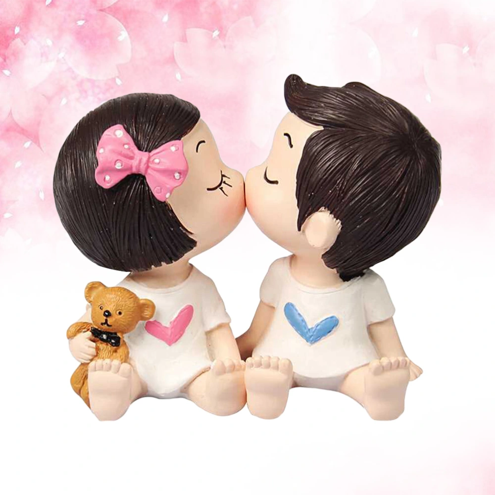 KISS Couple Doll Resin Crafts Cake DIY Micro Landscape Ornaments Home Small Ornaments Decoration(KISS Couple)