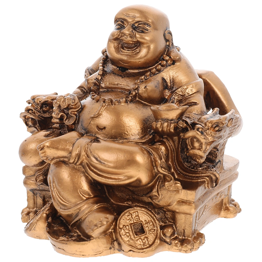 Resin Maitreya Sitting Dragon Chair Home Decoration Resin Buddha Adorn Craft