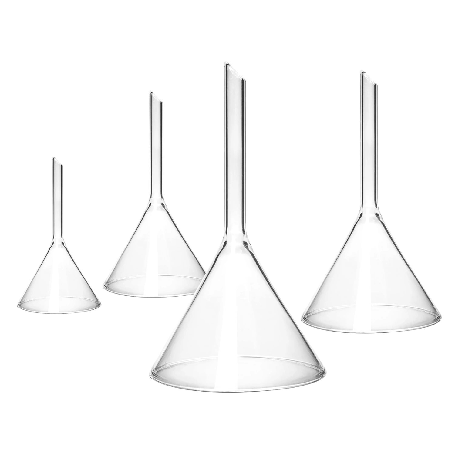 4pcs Laboratory Glass Funnels School Teaching Funnels Short Stem Experiment Funnels Clear Funnels