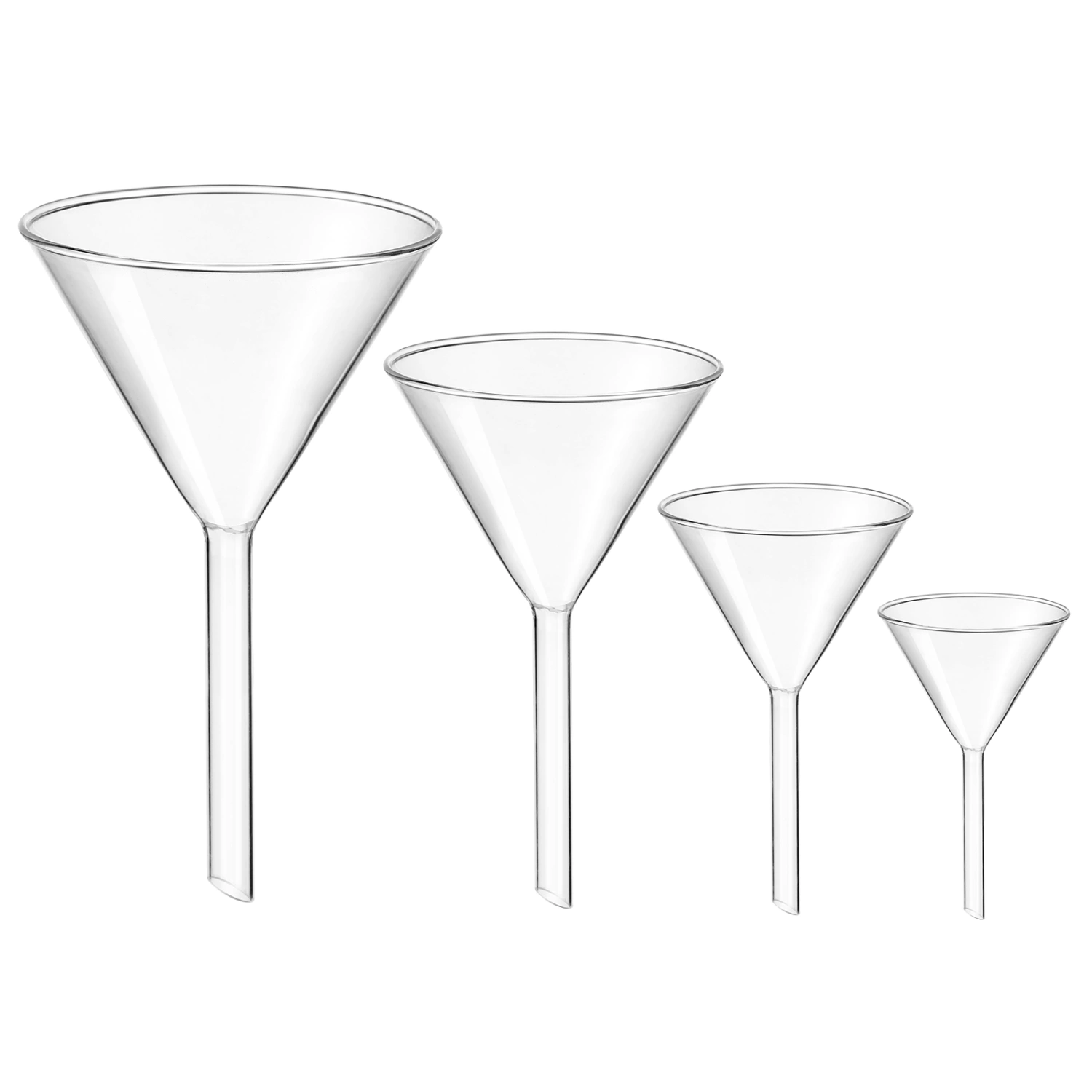 4pcs Laboratory Glass Funnels School Teaching Funnels Short Stem Experiment Funnels Clear Funnels