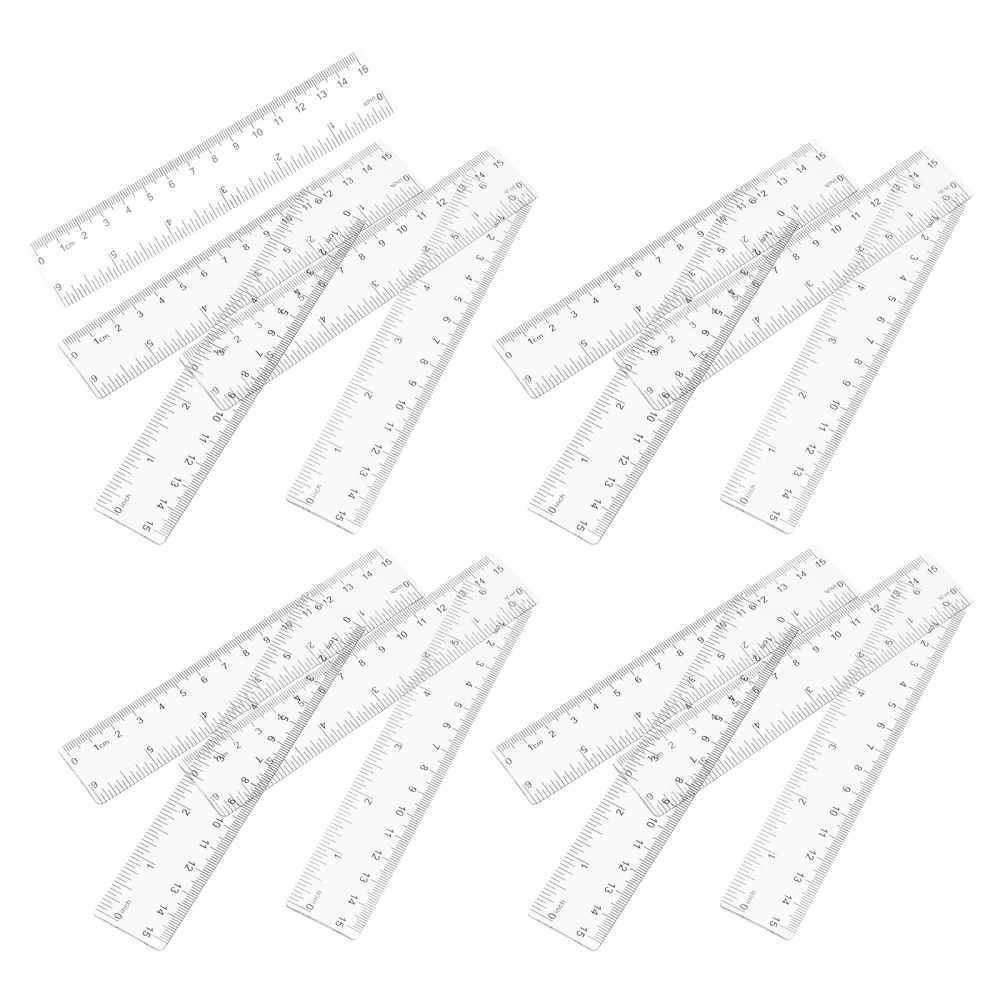 25pcs Plastic Measuring Rulers Students Drawing Rulers Measuring Tools (Transparent)