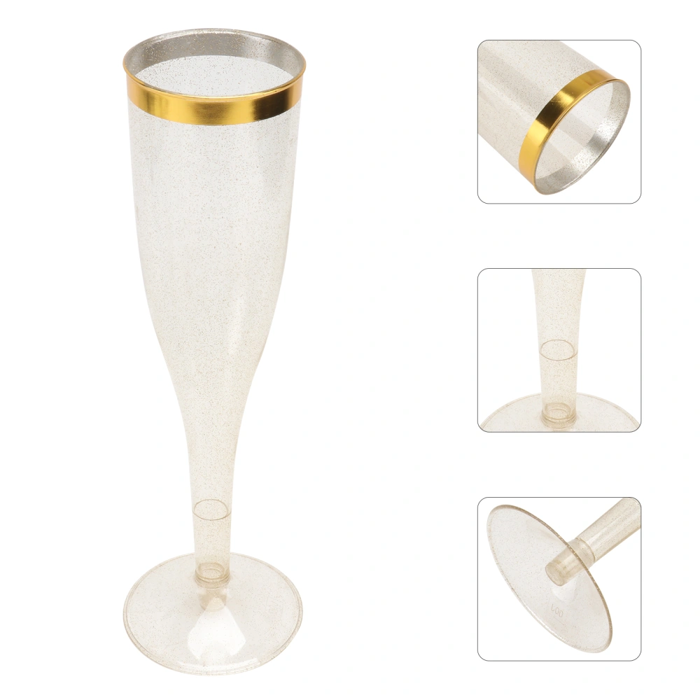 6pcs Disposable Champagne Cups Disposable Goblets Glittering Powder Cups