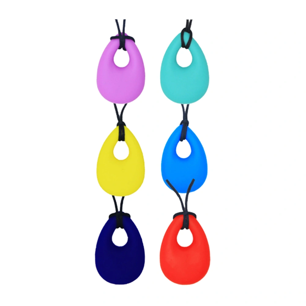 6Pcs Water Drop Shape Dental Glue Pacifier Chain Teething Neck Chain Silicone Teether Baby Neck Pendant Random Color