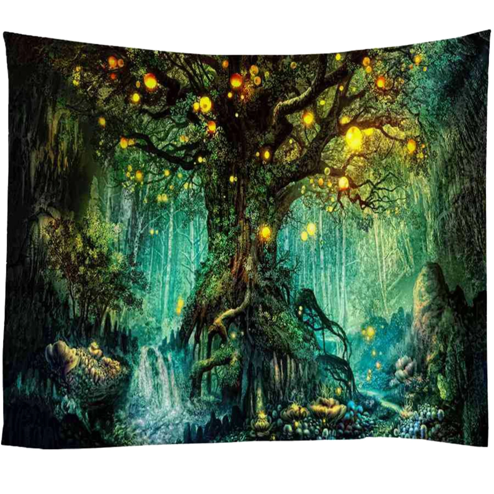 1pc Bedroom Tapestry Tree Landscape Pattern Large Decorative Wall Hanging Art Tapestry for Home Decor