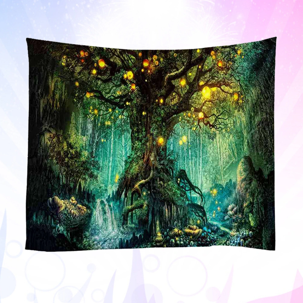 1pc Bedroom Tapestry Tree Landscape Pattern Large Decorative Wall Hanging Art Tapestry for Home Decor