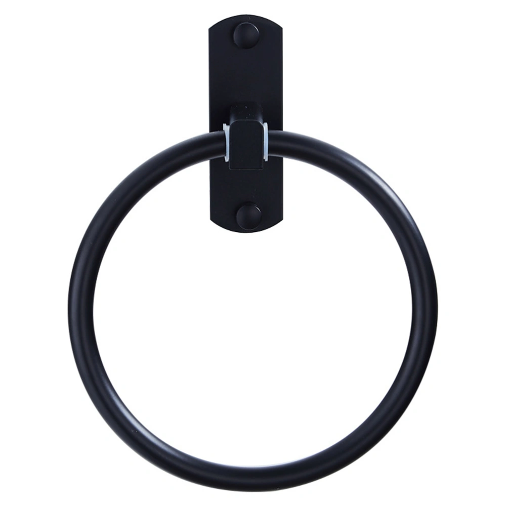 Black Space Aluminum Towel Ring Wall Mounted Bath Towel Round Towel Rack Hand Towel Ring Towel Bar (Need to Punch)