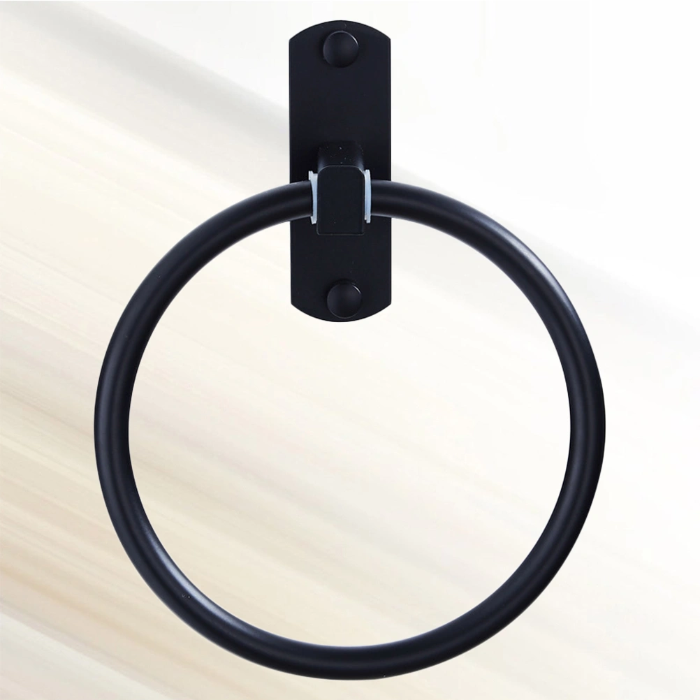 Black Space Aluminum Towel Ring Wall Mounted Bath Towel Round Towel Rack Hand Towel Ring Towel Bar (Need to Punch)