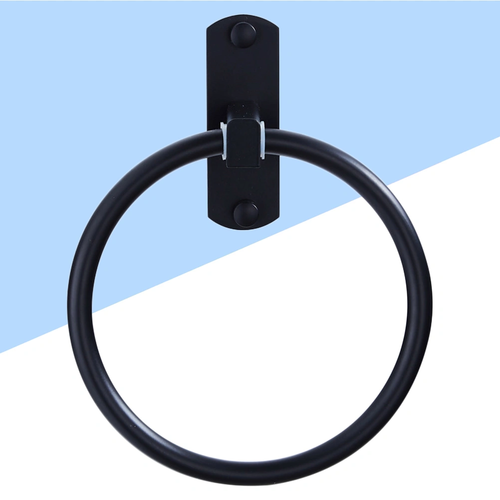 Black Space Aluminum Towel Ring Wall Mounted Bath Towel Round Towel Rack Hand Towel Ring Towel Bar (Need to Punch)