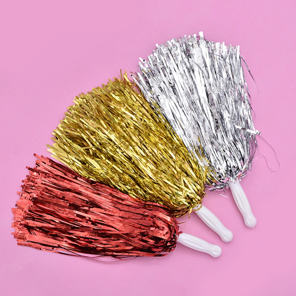 10 Pcs/5 Pairs 25g Plastic Cheering Balls Squad Spirited Fun Cheerleading Kit Cheer Poms Cheerleaders Supples with Handle for Competition Cheering Sports Events (Golden)