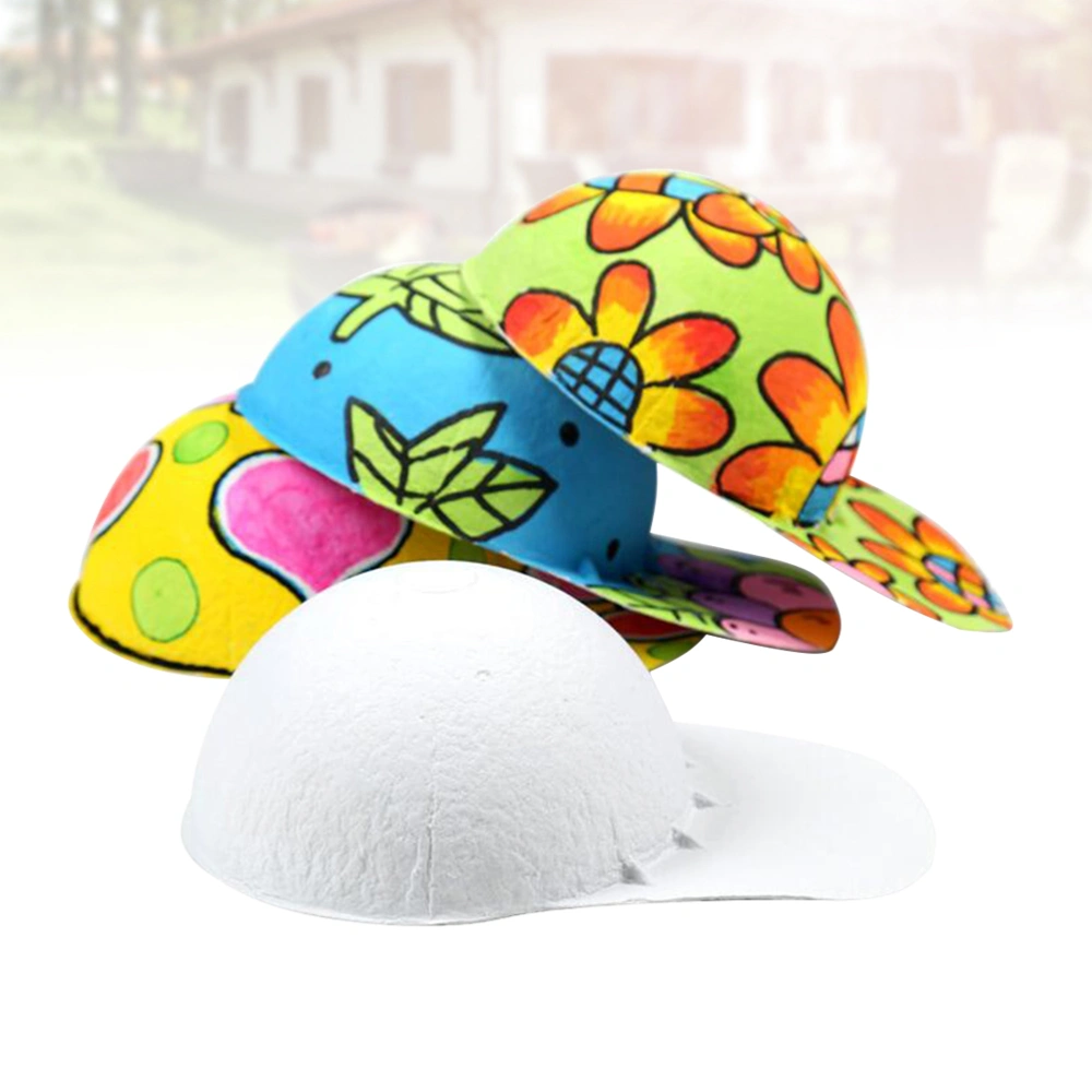 4PCS DIY Color Drawing Baseball Hat DIY White Embryo Sun Hat Eco-friendly Paper Pulp Baseball Hat Creative DIY Painting Hat Funny DIY Color Filling Baseball Hat for Kids Playing White