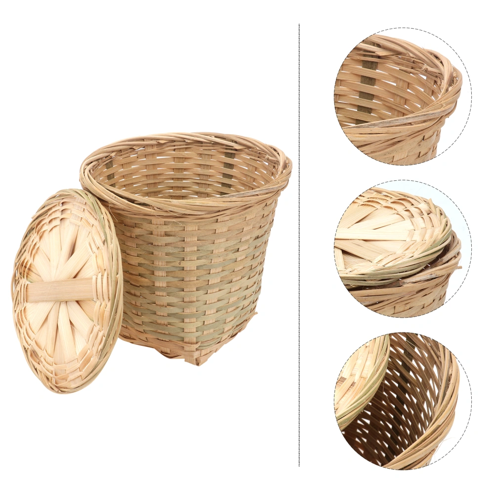 2Pcs Bamboo Woven Baskets Decorative Storage Baskets Household Egg Containers