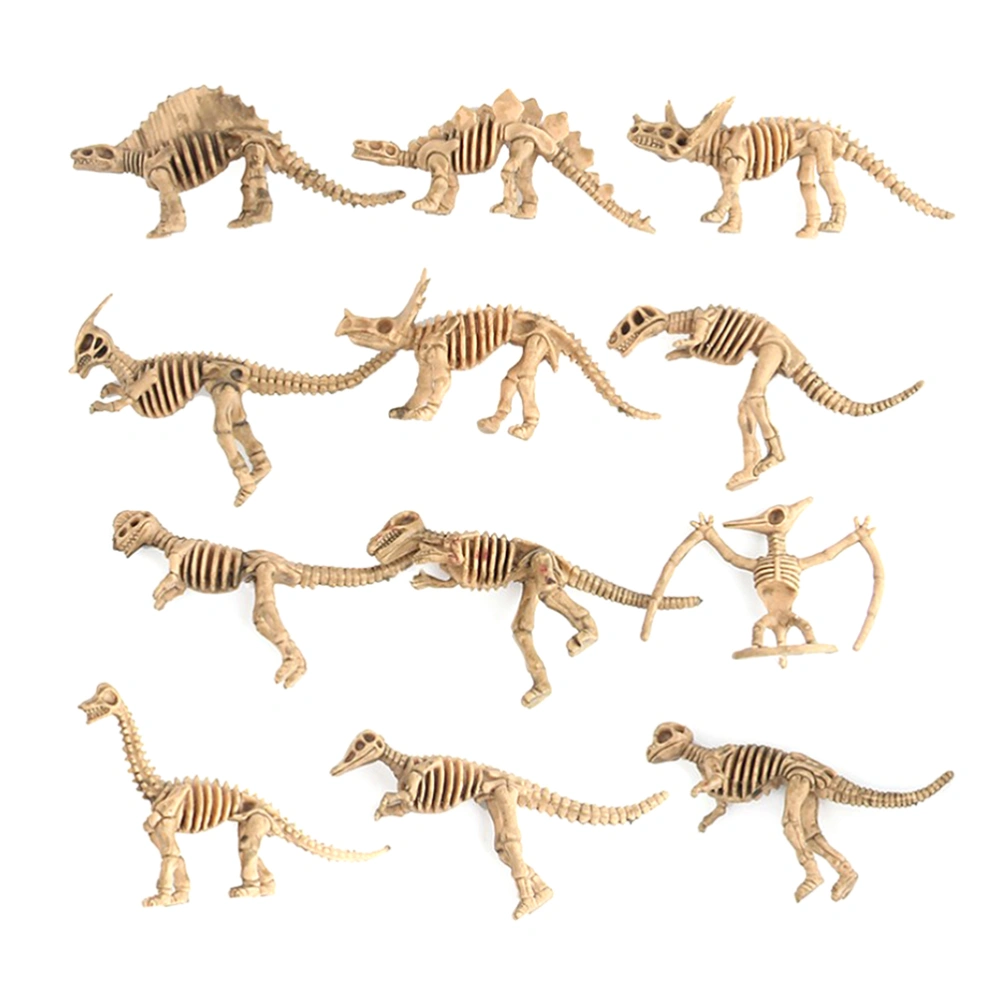 24pcs Kids Simulation Dinosaur Skeleton Model Plastic Dinosaur Educational Toy Collection for Kids Children