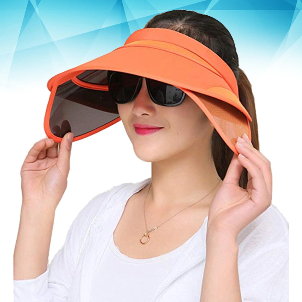 Unisex Summer Sun Hats Outdoor Anti-UV Beach Empty Retractable Sun Visor Wide Large Brim for Outdoor Sports Beach Vacation Hiking (Random Color)