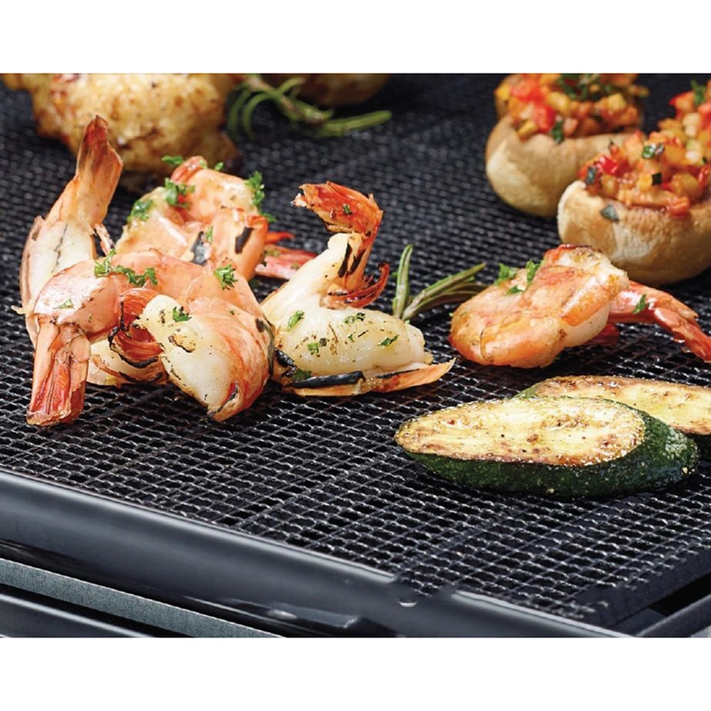 3 Pcs Barbecue Grid Mat Non-stick Grilling Mat Grill Mesh Mat Reusable Grill Solid Mats for Vegetable Meat Baking