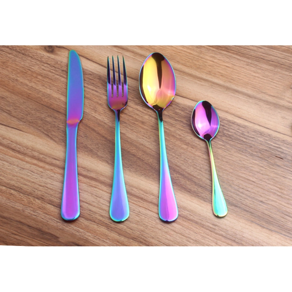 4 Pieces Flatware Silverware Set Stainless Steel Cutlery Include Fork Spoon Dishwasher Safe (Colorful)