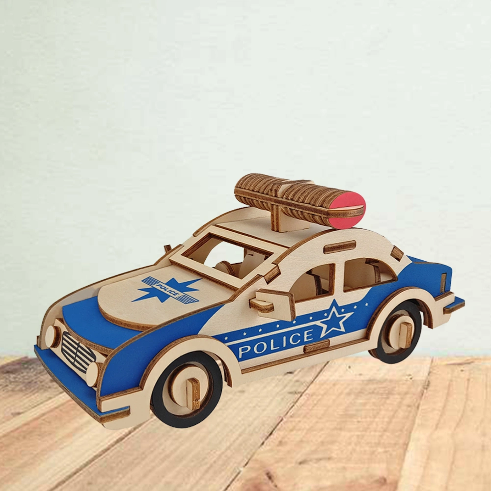 Classic 3D Wooden Police Traffic Puzzles Toys Educational Jigsaw Toy Simulation Model