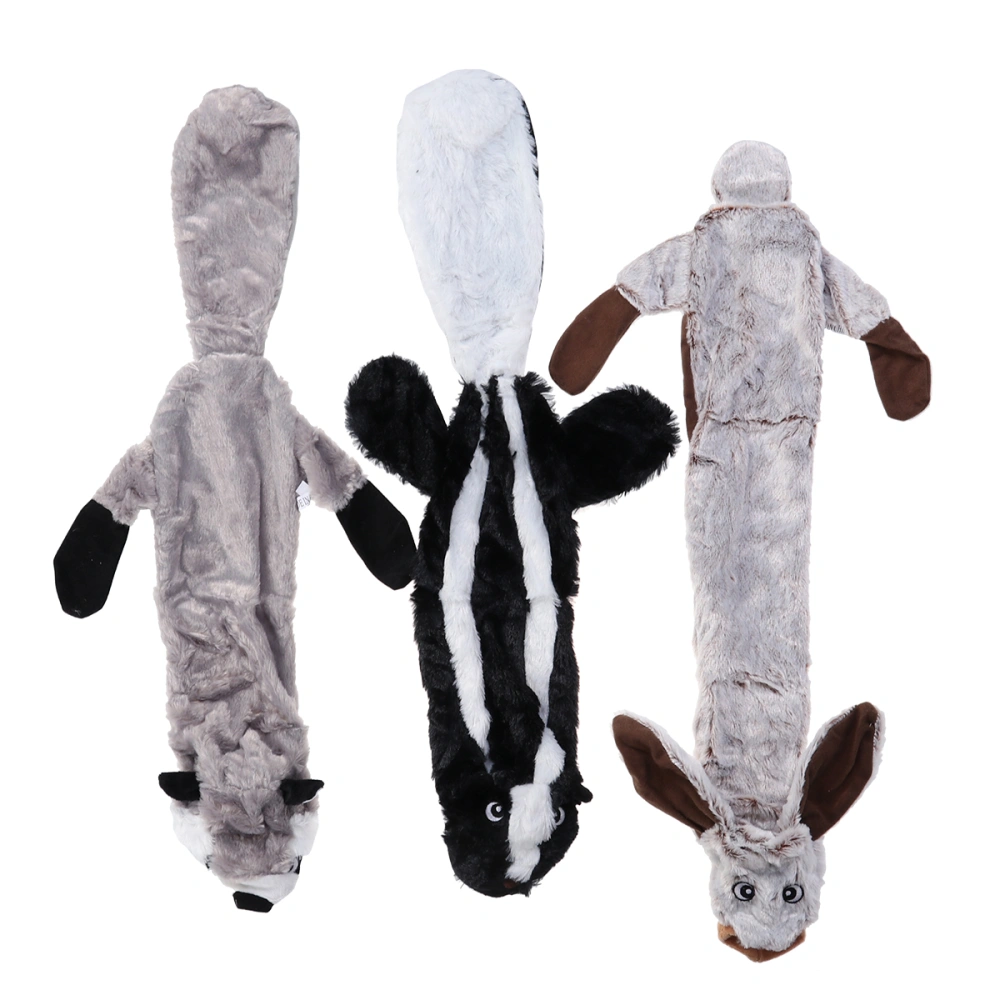 3pcs Pet Plush Toy Creative Empty Plush Toy for Dog Cat Pet (Squirrel, Raccoon, Rabbit Pattern)