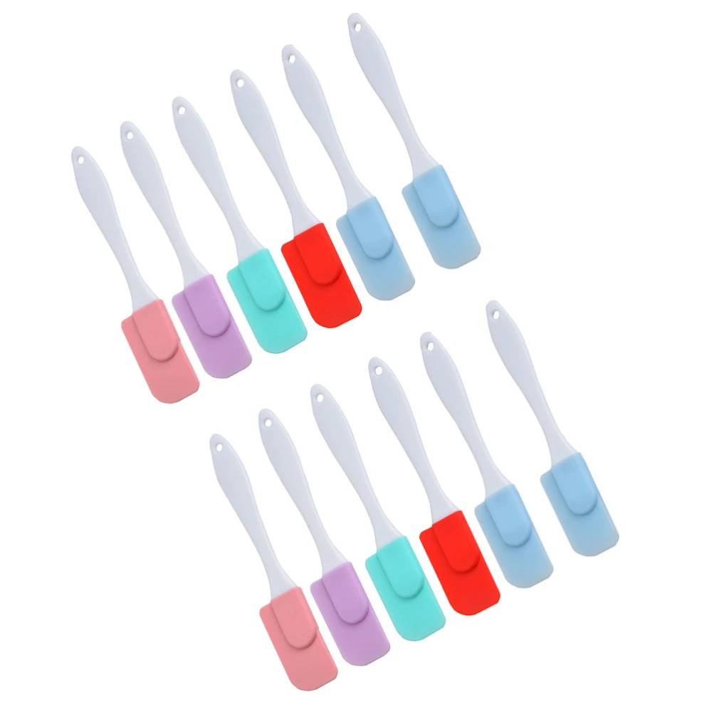 12Pcs Multi-functional Silicone Baking Set Cream Scrapers with Handles (Random Color)