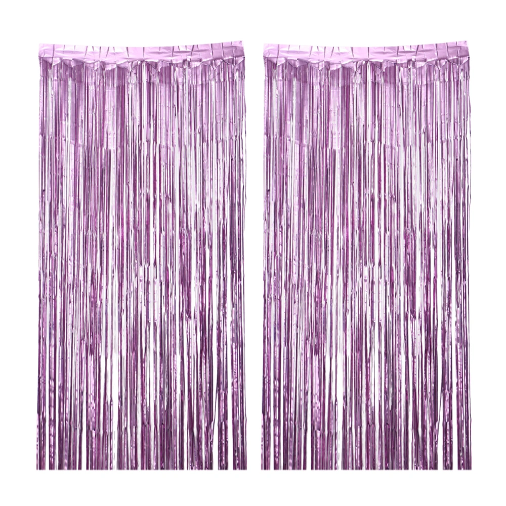 2pcs Pink Rain Curtain Plastic Photo Backdrop Accessary Party Wall Curtain Decor for Wedding Festival Party Stage Ornament(2.5m High)